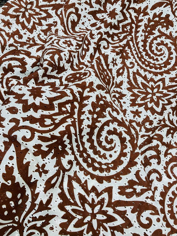 Most Premium Pure Cotton Hakuba Chikankari Printed Fabric (Big WIDTH!!)