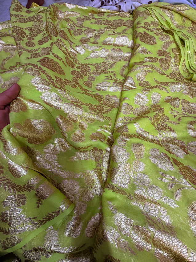 Most Premium Fine Zari Weaving On Pure Georgette FABRIC