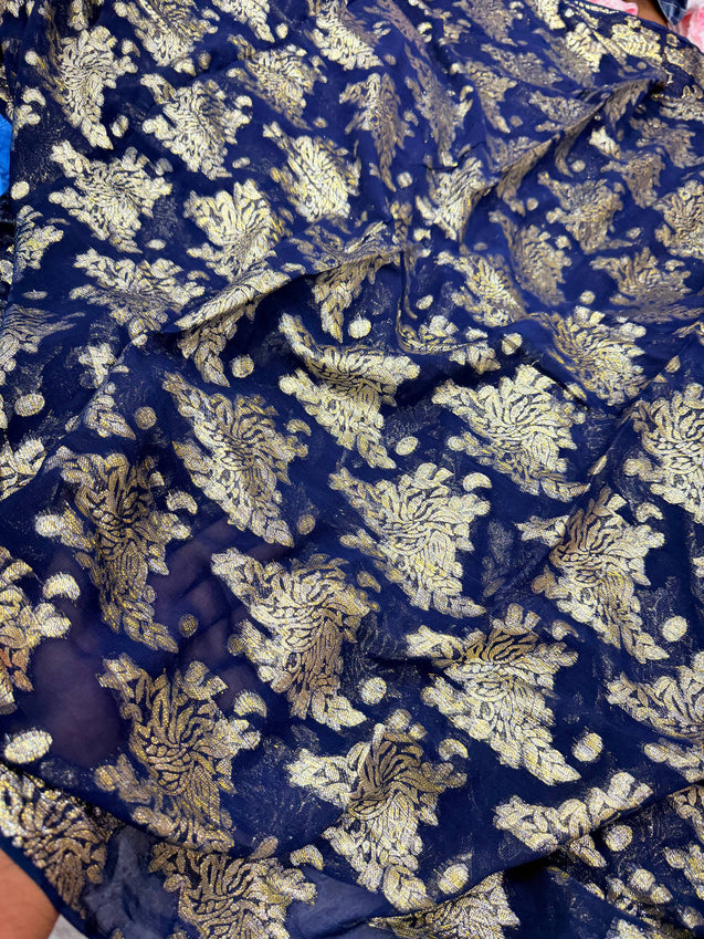 Most Premium Fine Zari Weaving On Pure Georgette FABRIC