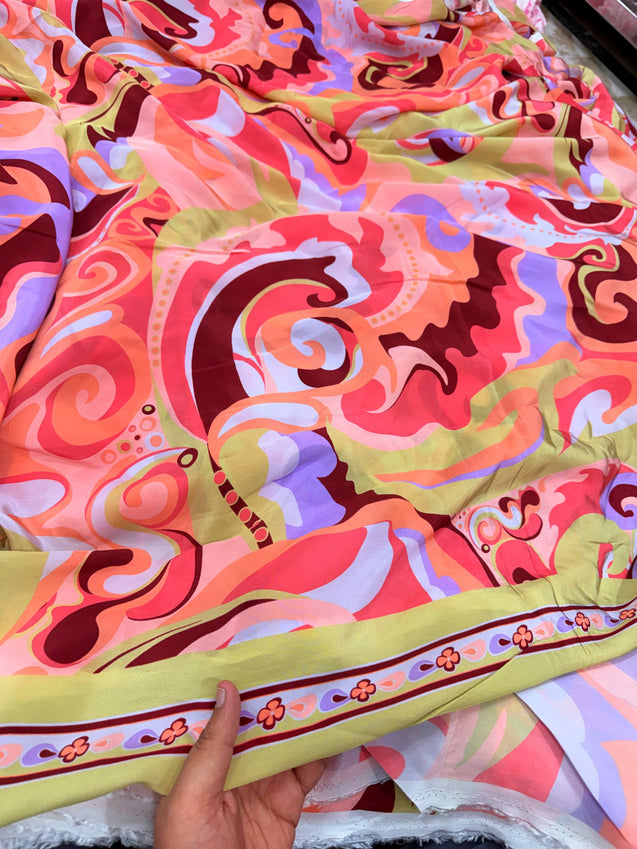 Most Premium BRANDED Pure Natural CREPE PRINTED FABRIC (Big WIDTH!!)