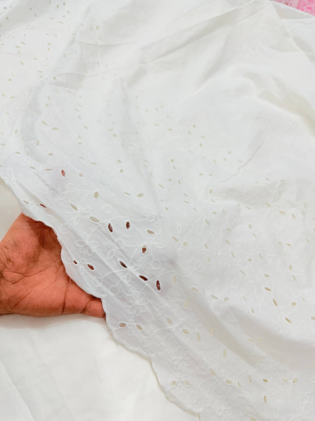 Most Premium Pure Cotton Hakuba Chikankari Fabric (Big WIDTH!!) (Dyeable Also)