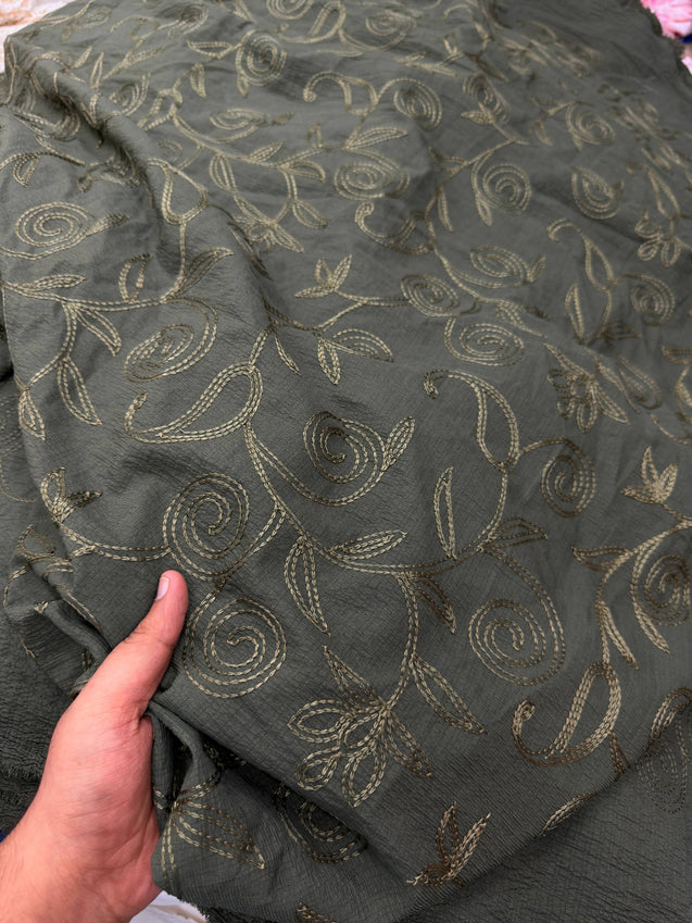 Most Premium Pure Fine Aari Work Embroidery On Sher Shakkar Cotton FABRIC (Big WIDTH!!)