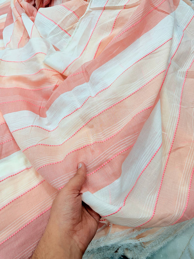 Most Premium LInen Dobby Stripes Cotton FABRIC (Big WIDTH!!)