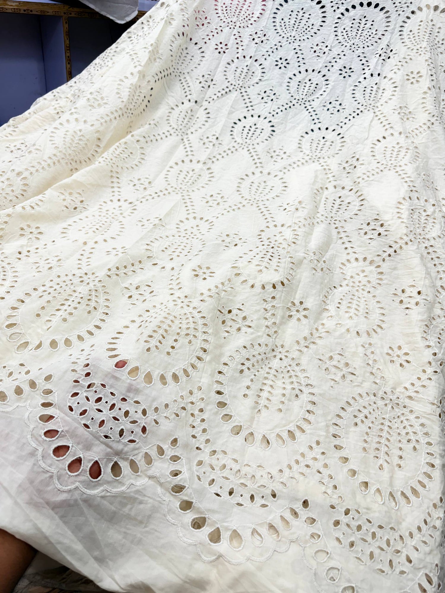 Most Premium Pure Muslin Cotton Hakuba Chikankari Fabric (Big WIDTH!!)