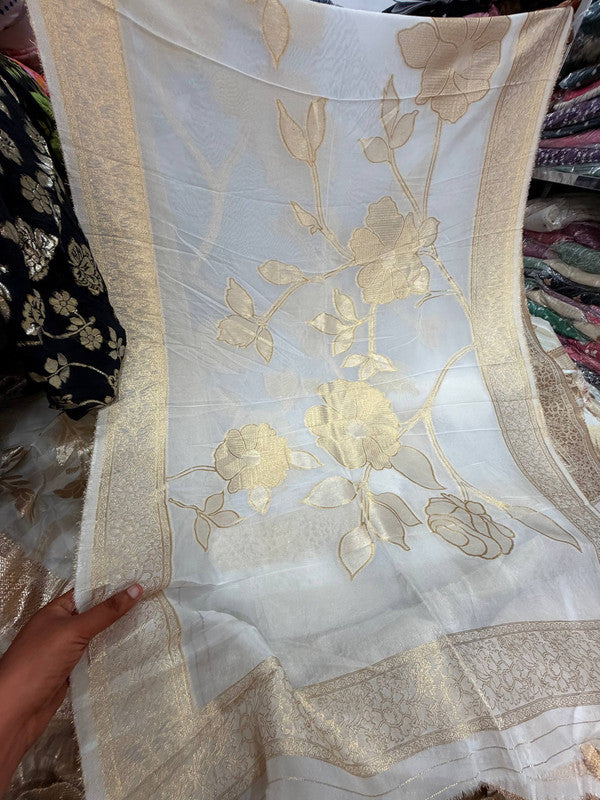 Most Premium Kanjivaram Banarasi Silk Dupatta (Full Size) - DYEABLE Also