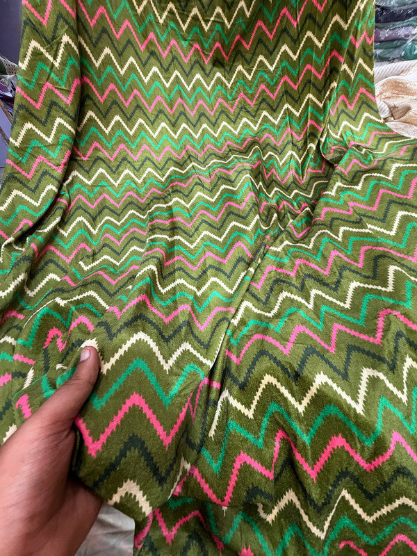 Most Premium Imported China Velvet FABRIC Printed (Kurti Cut Size)