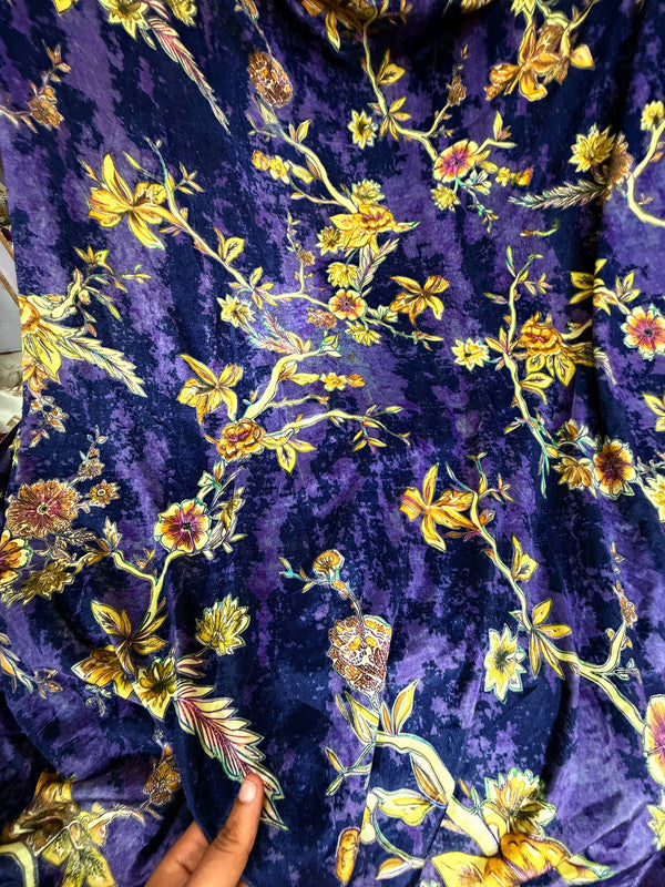 Most Premium Imported China Velvet FABRIC Printed (Kurti Cut Size)