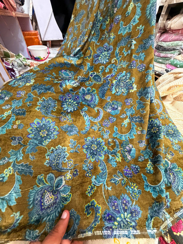 Most Premium Imported China Velvet FABRIC Printed (Kurti Cut Size)