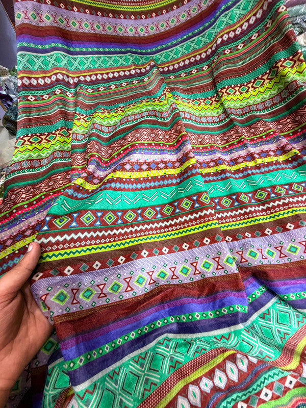 Most Premium Imported China Velvet FABRIC Printed (Kurti Cut Size)