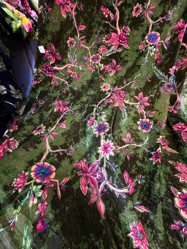 Most Premium Imported China Velvet FABRIC Printed (Kurti Cut Size)