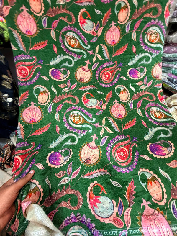 Most Premium Imported China Velvet FABRIC Printed (Kurti Cut Size)