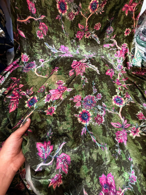 Most Premium Imported China Velvet FABRIC Printed (Kurti Cut Size)