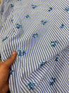 Most Premium Pure Fine Thread Embroidery On Stripes Cotton FABRIC (Big WIDTH!!)