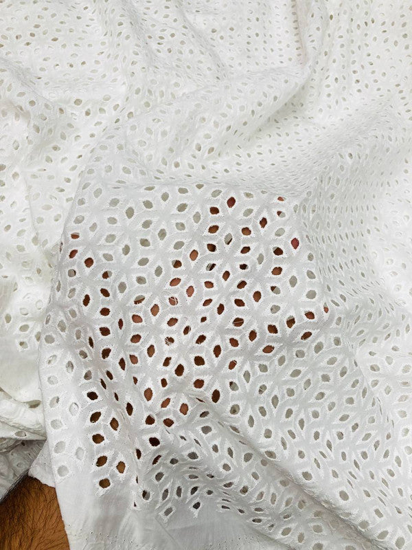 Premium Hakuba Chikankari Embroidery On Pure Cotton FABRIC (Big WIDTH!!) (DYEABLE ALSO)