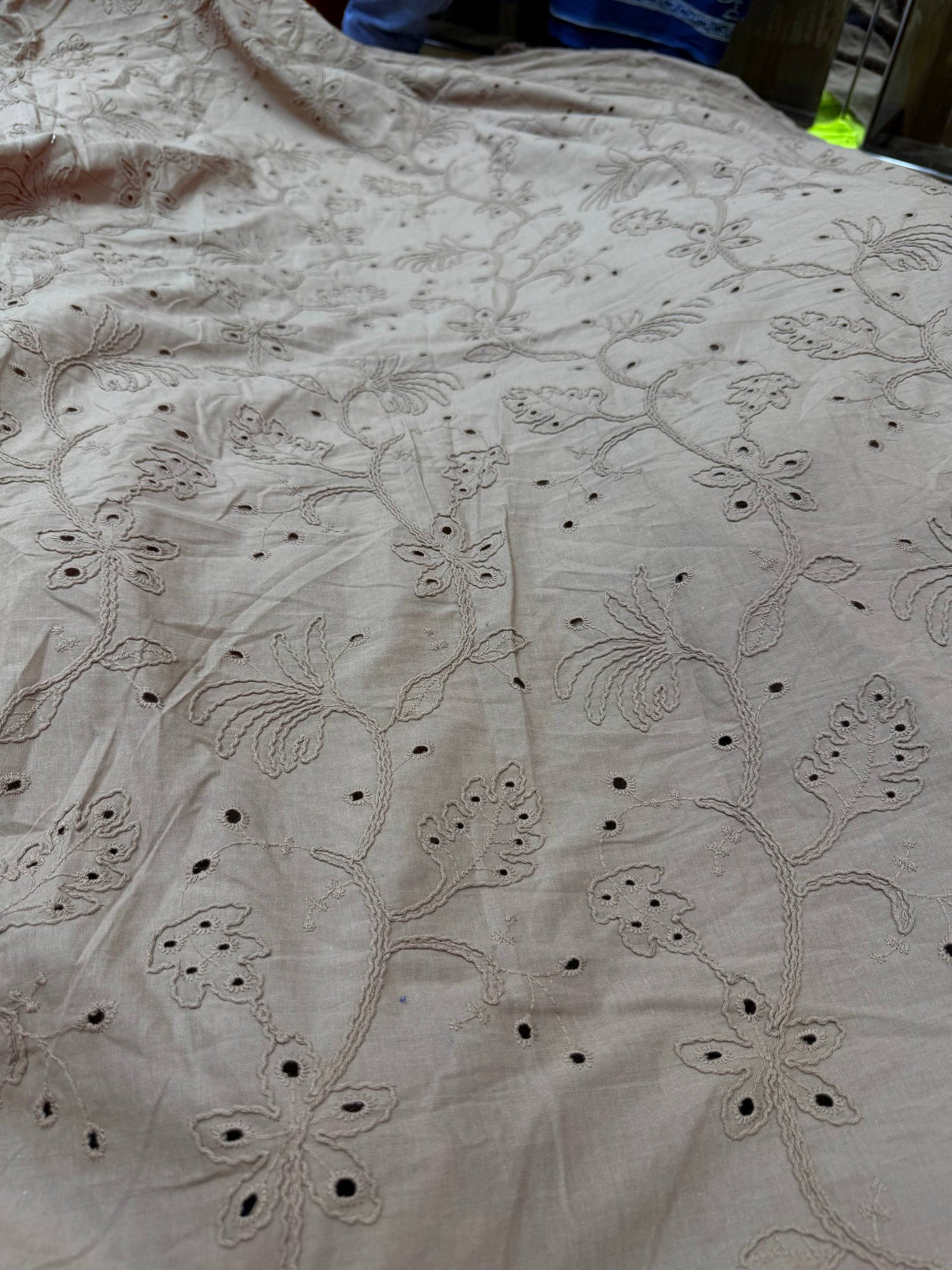 Premium Fine 3D Dori Work With Chikan On Pure Cotton FABRIC (Big WIDTH!!)