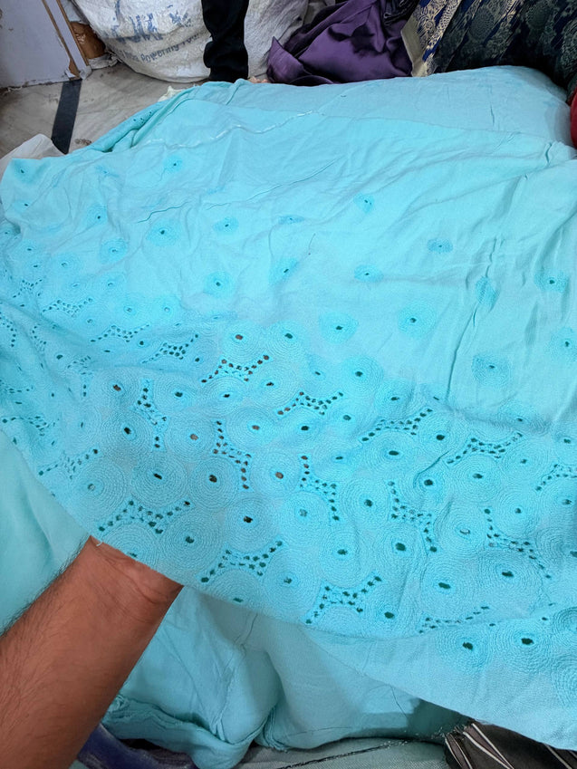 Most Premium Hakuba Chikankari Cotton Crepe FABRIC (Big WIDTH!!)