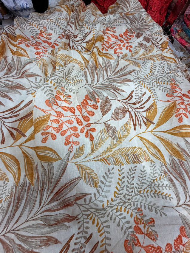 Most Premium BRANDED Pure LINEN SATIN Cotton PRINTED FABRIC (Big WIDTH!!)