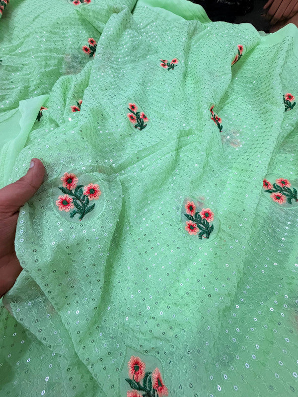 Most Premium Resham Thread Embroidery On Georgette FABRIC