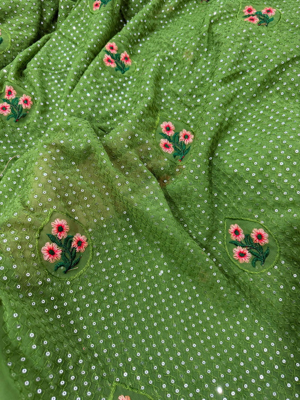 Most Premium Resham Thread Embroidery On Georgette FABRIC