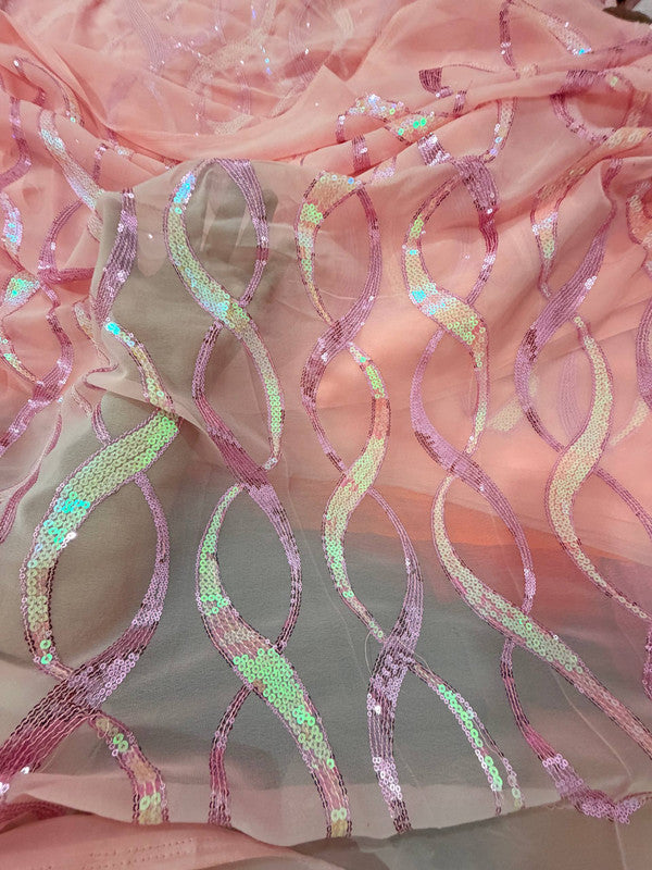 Most Premium Sequin Embroidery On Georgette FABRIC