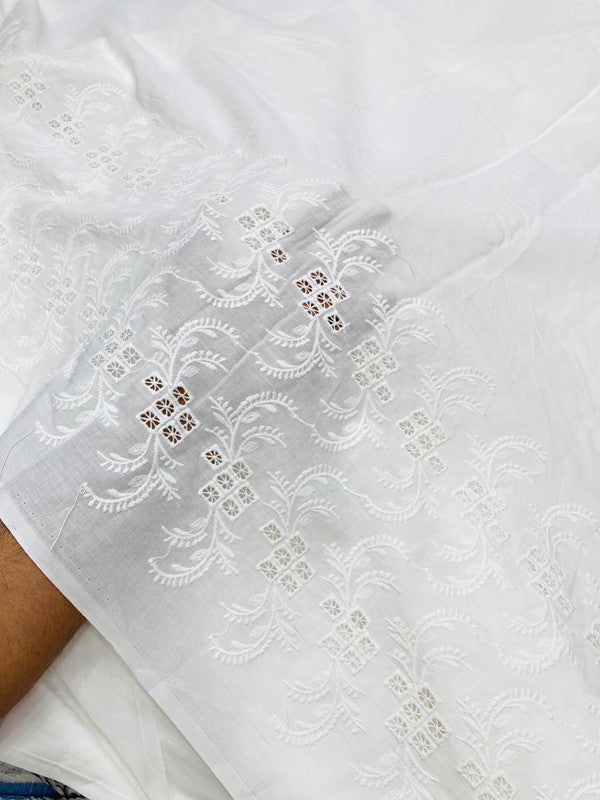 Premium Hakuba Chikankari Embroidery On Pure Cotton FABRIC (Dyeable Also)