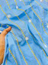 Most Premium Pure Cotton Lakhnawi Chikankari Stripes Fabric (Big WIDTH!!)