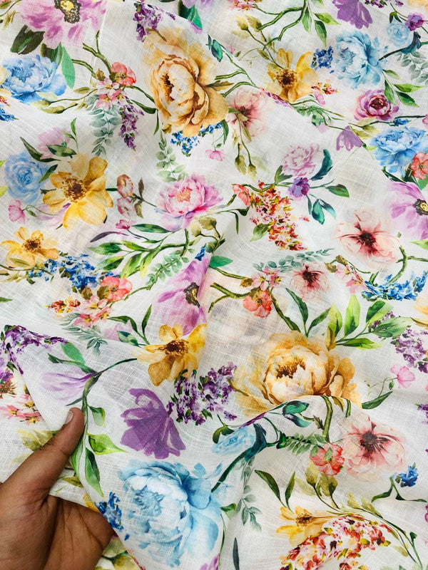 Most Premium BRANDED Pure LINEN Cotton PRINTED FABRIC (Big WIDTH!!)