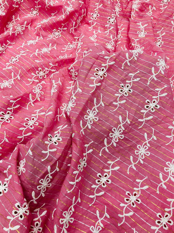 Most Premium Pure Lurex Cotton Hakuba Chikankari Fabric (Big WIDTH!!)