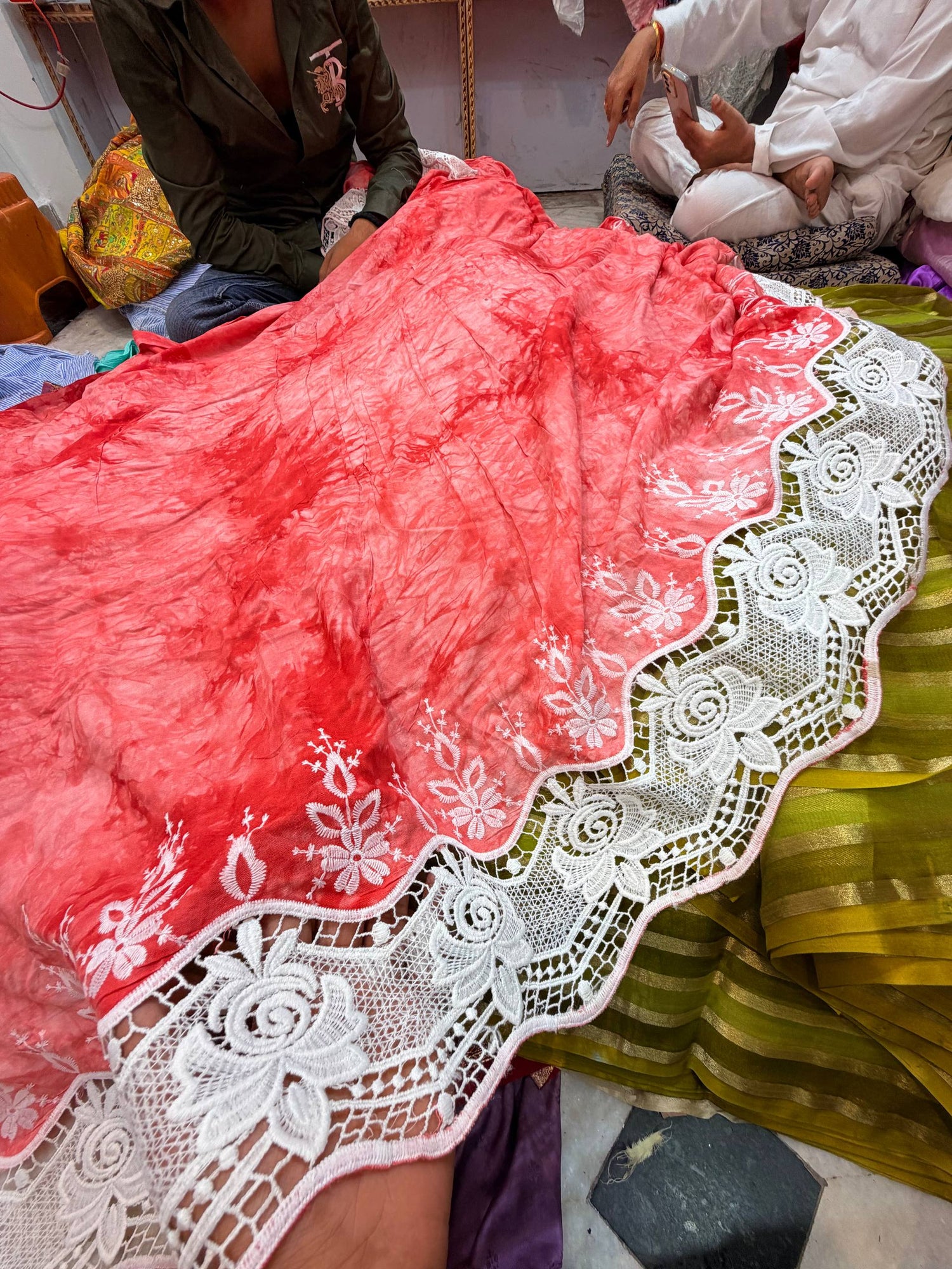 Premium Fine GPO LACEWORK Hakuba Chikan Work On Pure Cotton FABRIC (Big WIDTH!!)