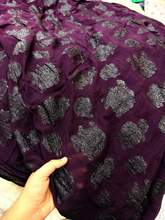 Most Premium Fine Zari Weaving On Pure Georgette FABRIC