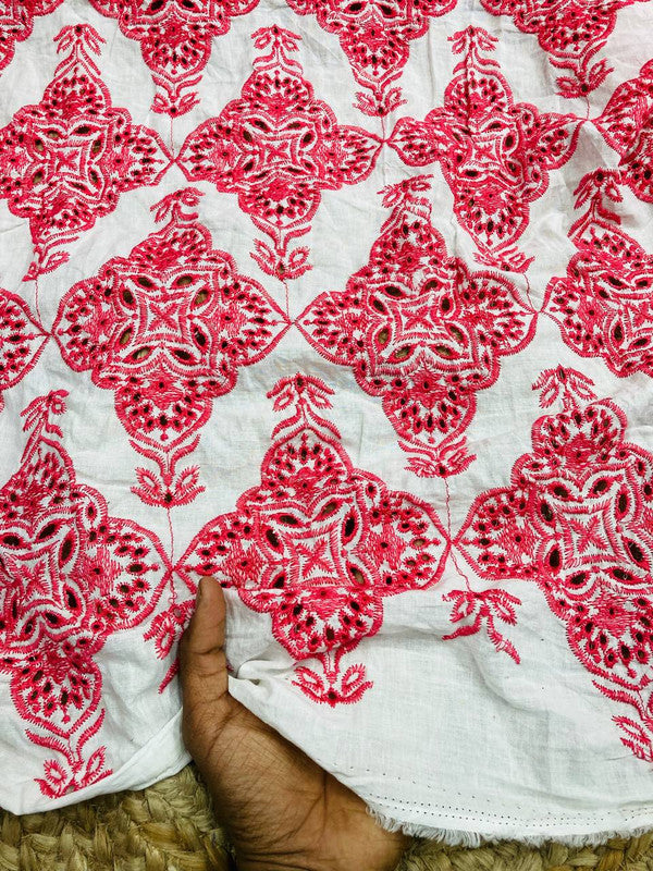 Cut Piece SALE- Premium Designer HAKUBA CHIKANKARI FABRICS IN SALE - Cut SIZE (0.70) METER