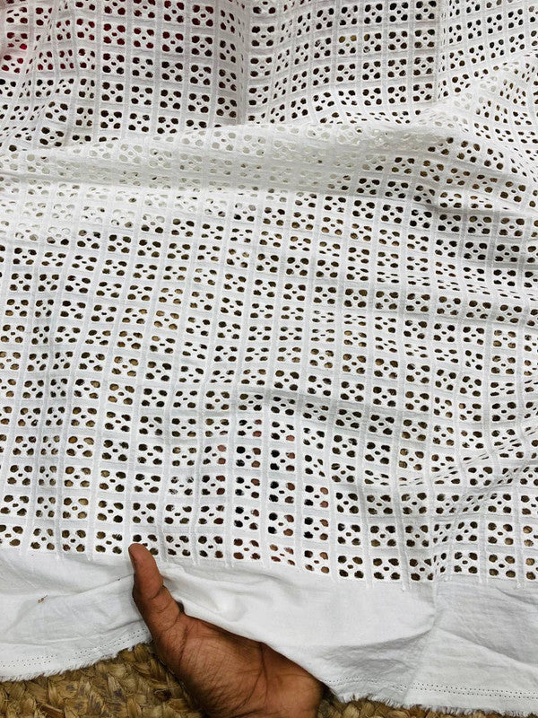 Cut Piece SALE- Premium Designer HAKUBA CHIKANKARI FABRICS IN SALE - Cut SIZE (1.50) METER