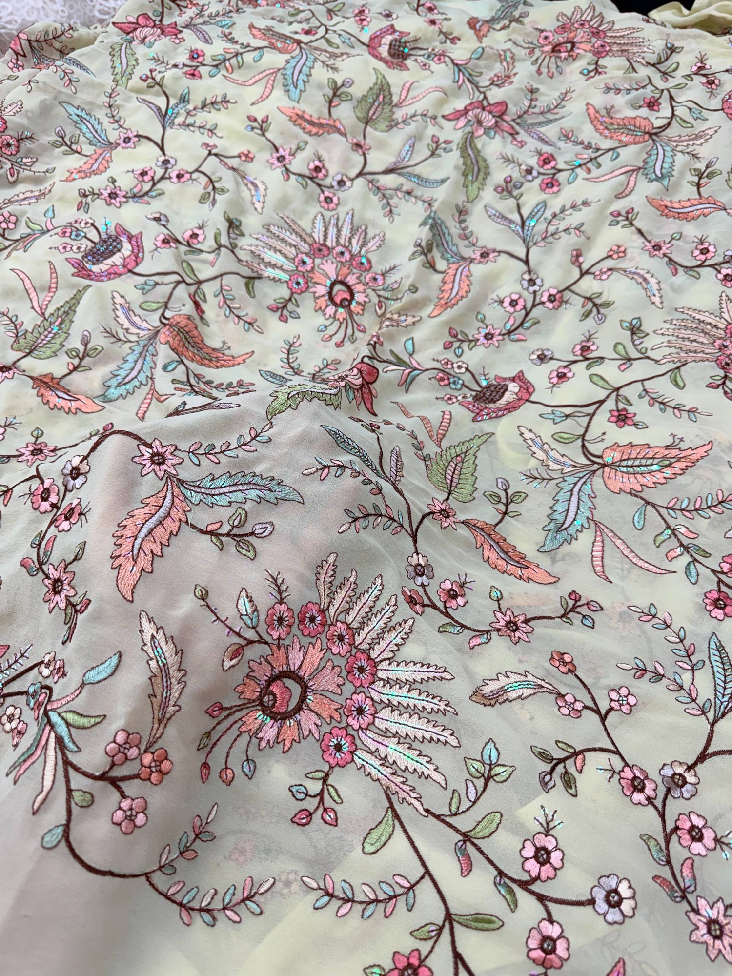 Most Premium Pure Georgette FINE EMBROIDERY