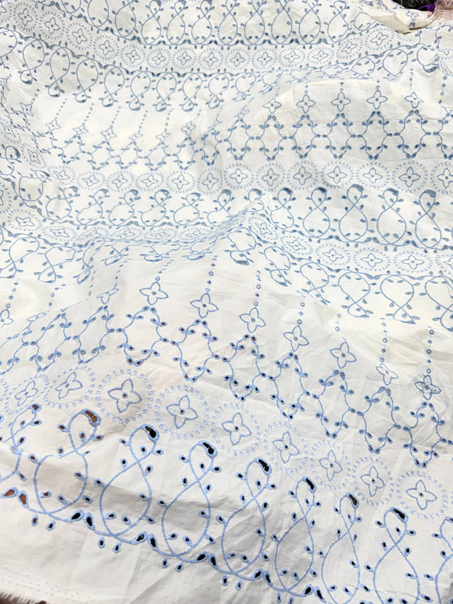 Most Premium Pure Cotton Hakuba Chikankari Fabric (Big WIDTH!!)