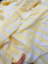 Most Premium Pure Fine Thread Embroidery On Stripes Cotton FABRIC (Big WIDTH!!)