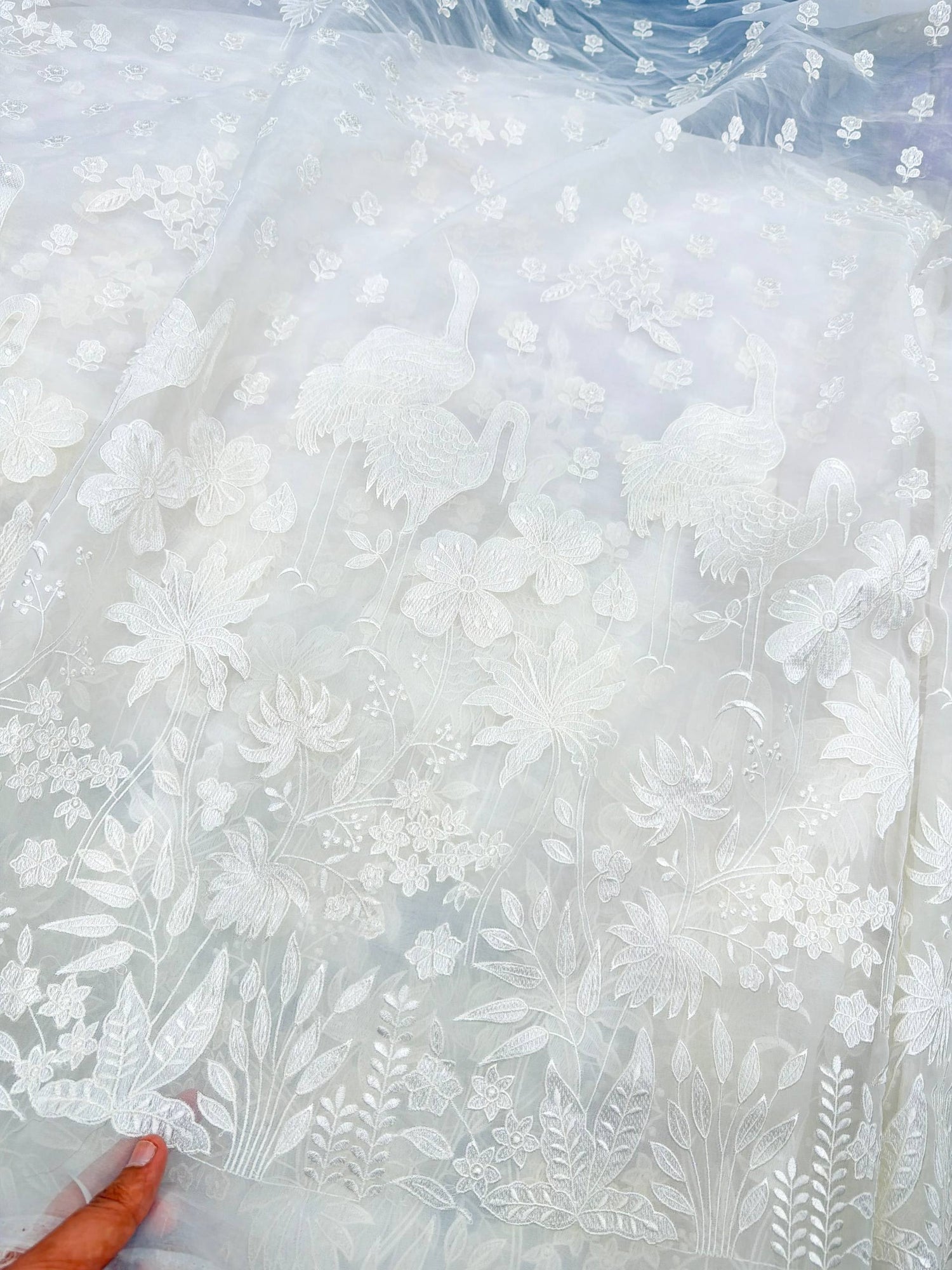 Most Premium Imported Fine Embroidery Imported Organza FABRIC (Big WIDTH!!) - DYEABLE ALSO