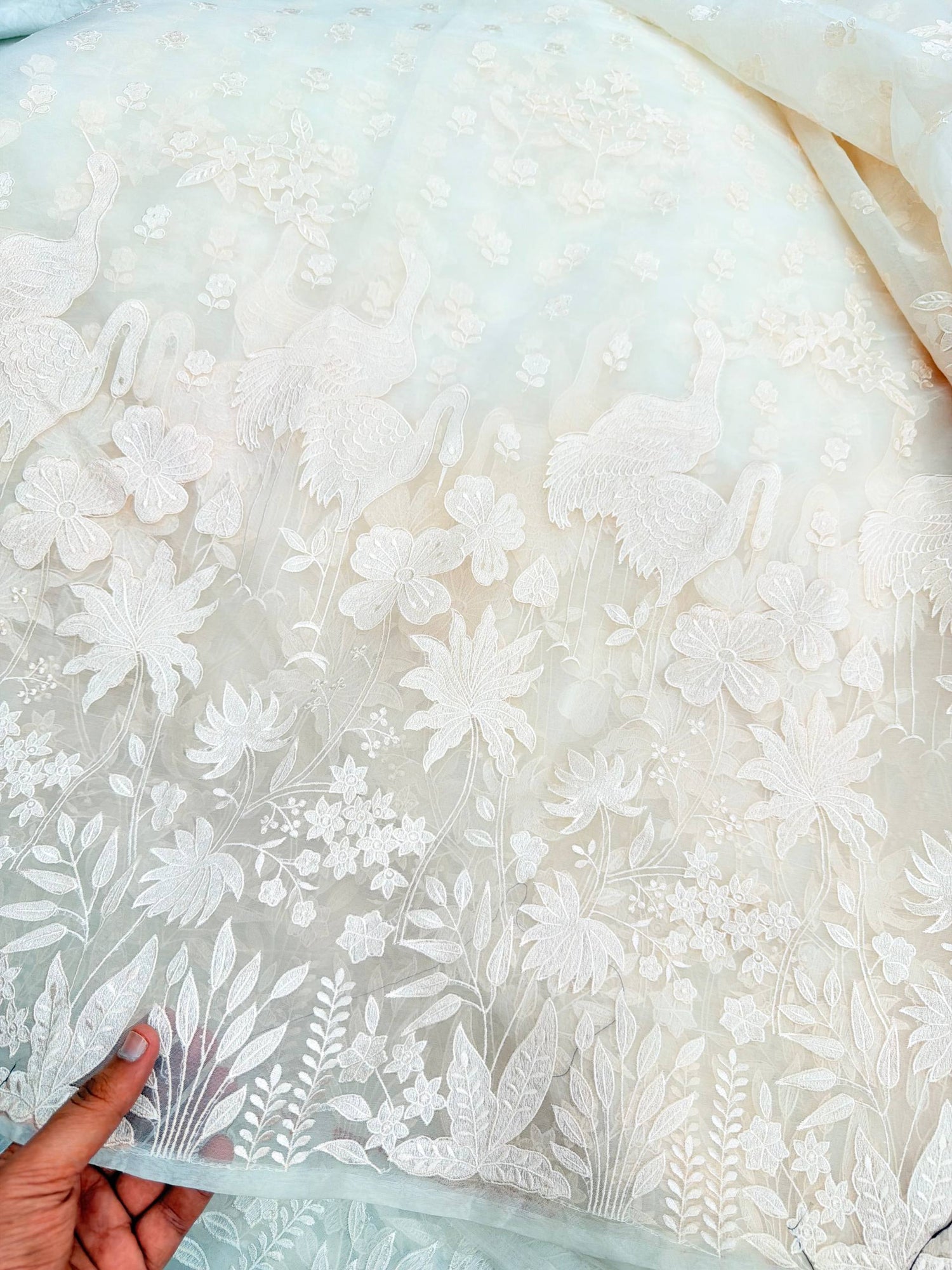 Most Premium Imported Fine Embroidery Imported Organza FABRIC (Big WIDTH!!) - DYEABLE ALSO