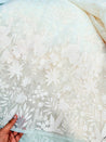 Most Premium Imported Fine Embroidery Imported Organza FABRIC (Big WIDTH!!) - DYEABLE ALSO