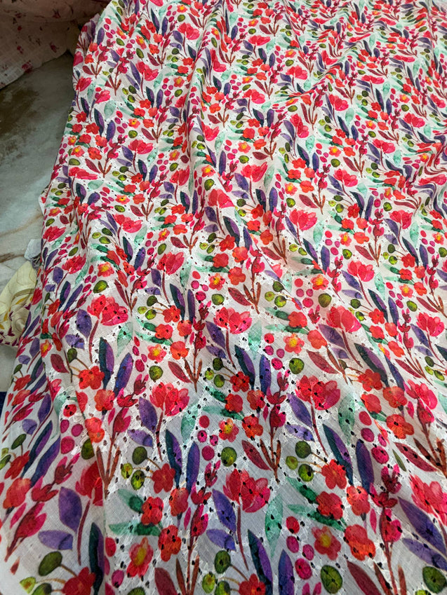 Most Premium Pure Hakuba PRINTED Chikankari Cotton Fabric