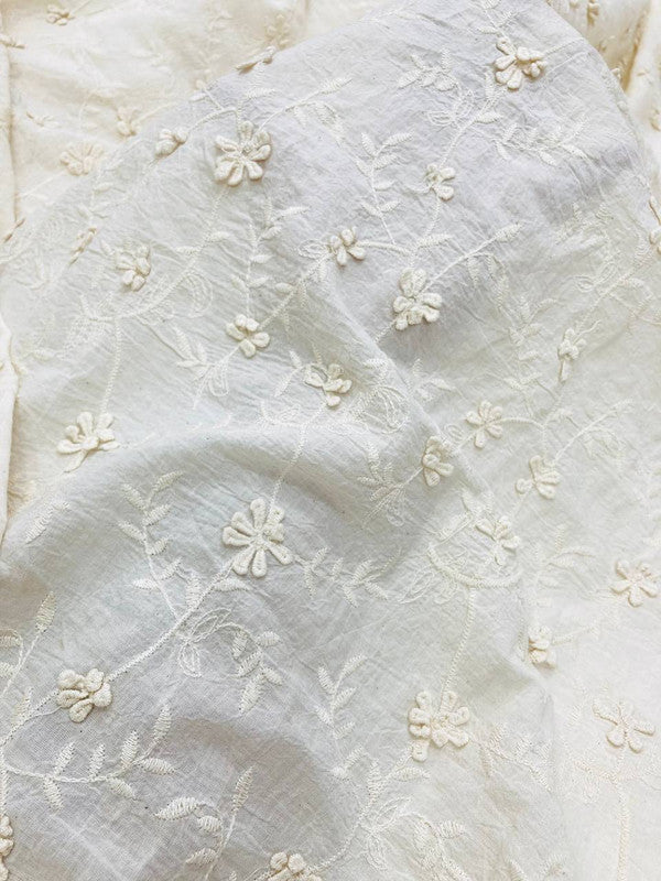 Most Premium Pure 3D Embroidery On Pure Cotton FABRIC (Big WIDTH!!) (DYEABLE ALSO)
