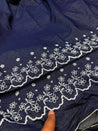 Premium Chikankari Embroidery On Pure Cotton Denim FABRIC (Big WIDTH!!)