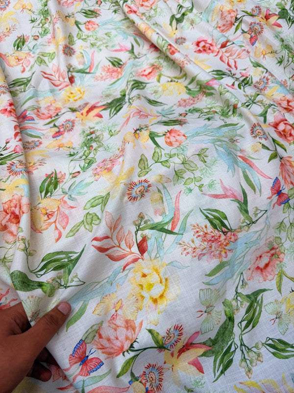 Most Premium BRANDED Pure LINEN Cotton PRINTED FABRIC (Big WIDTH!!)