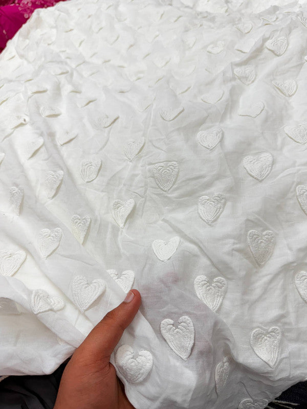 Premium Fine 3D Embroidery Chikankari On Pure Cotton FABRIC - DYEABLE ALSO