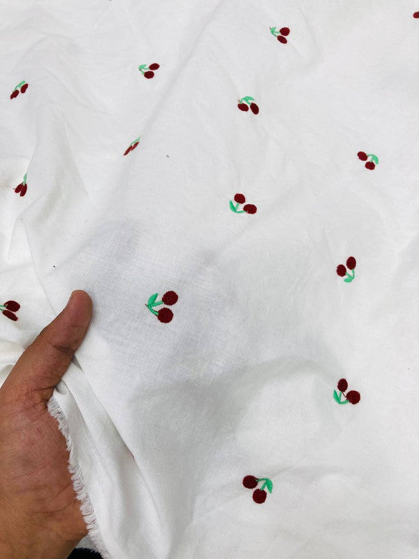 Most Premium Pure Cotton Cheery Embroidery FABRIC (Big WIDTH!!)