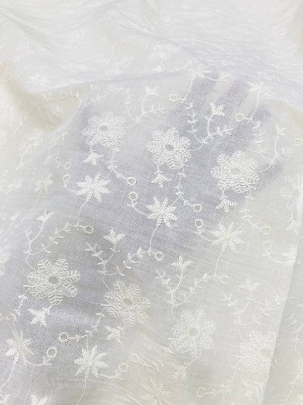 Most Premium Pure Cotton Hakuba Chikankari FABRIC (Big WIDTH!!) (Dyeable Also)