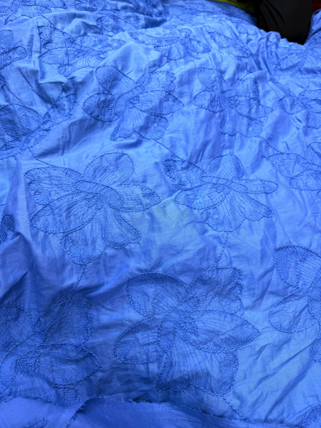 Premium Fine 3D Dori Work With Chikan On Pure Cotton FABRIC (Big WIDTH!!)