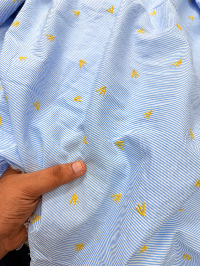 Most Premium Pure Fine Thread Embroidery On Stripes Cotton FABRIC (Big WIDTH!!)