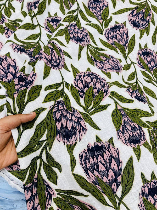 Most Premium BRANDED Pure LINEN Cotton PRINTED FABRIC (Big WIDTH!!)