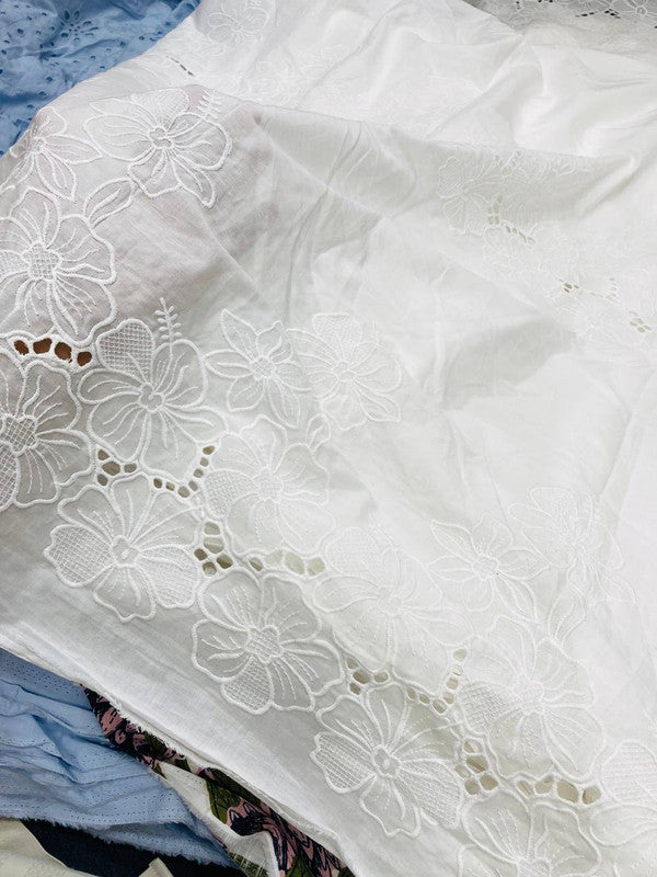 Most Premium Pure Cotton Hakuba Chikankari FABRIC (Big WIDTH!!) (Dyeable Also)