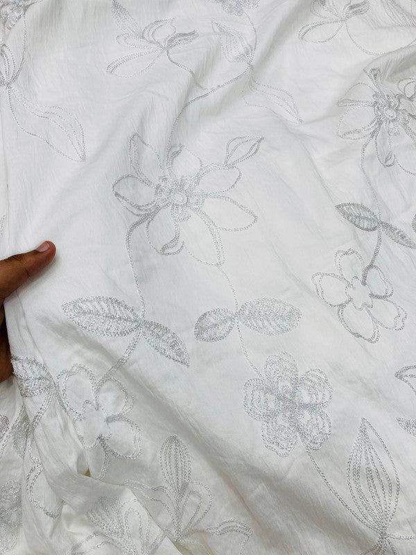 Most Premium Pure Muslin Cotton Aari Embroidery FABRIC (Big WIDTH!!) (Dyeable Also)